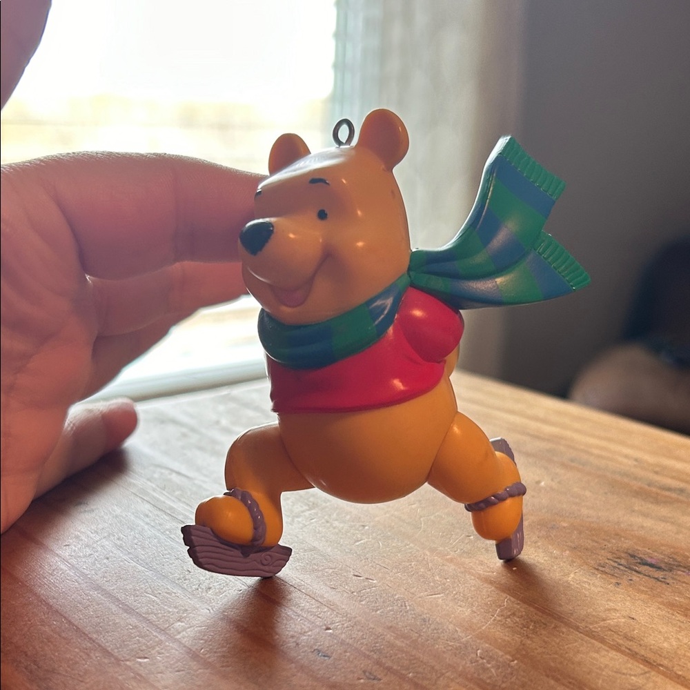 Charming Skating Bear Ornament with Red and Green Scarf